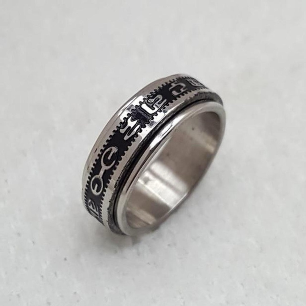 Silver and Black Spinner Ring Band
